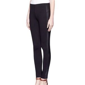 Genuine Leather J Crew Pixie Black Tuxedo Stripe Back Zip Legging Womens 2